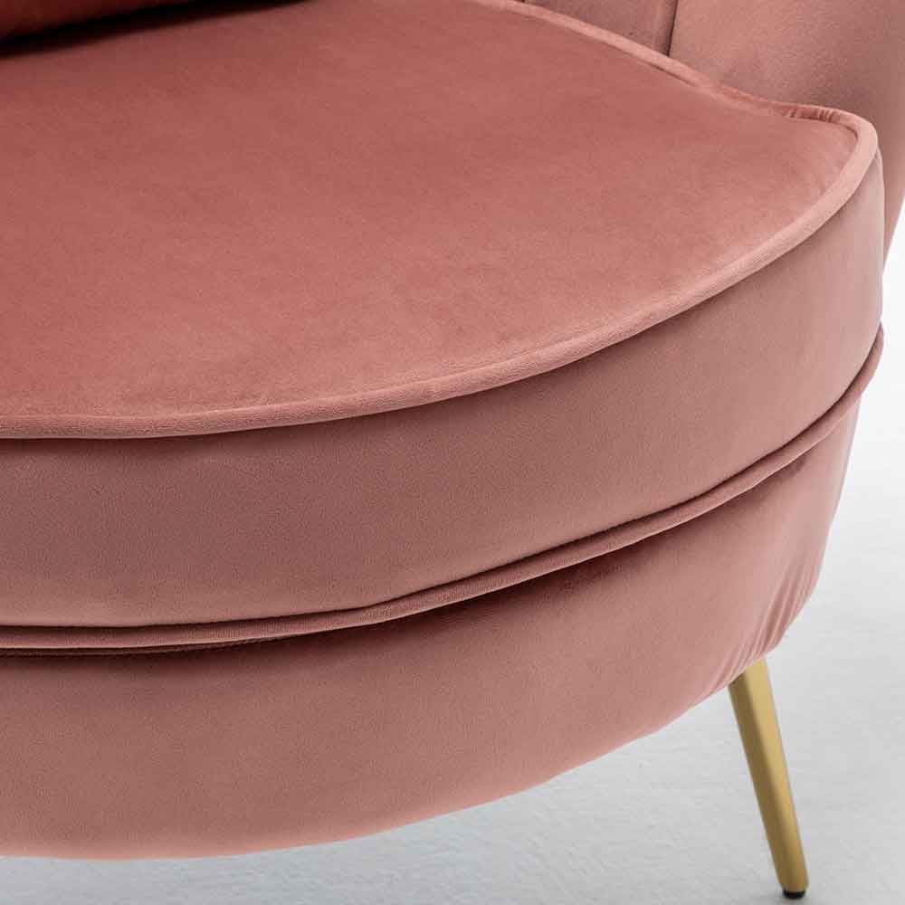 Poltrona Sedia Relax Tessuto Velluto e Metallo Imbottita Design Moderno Pink