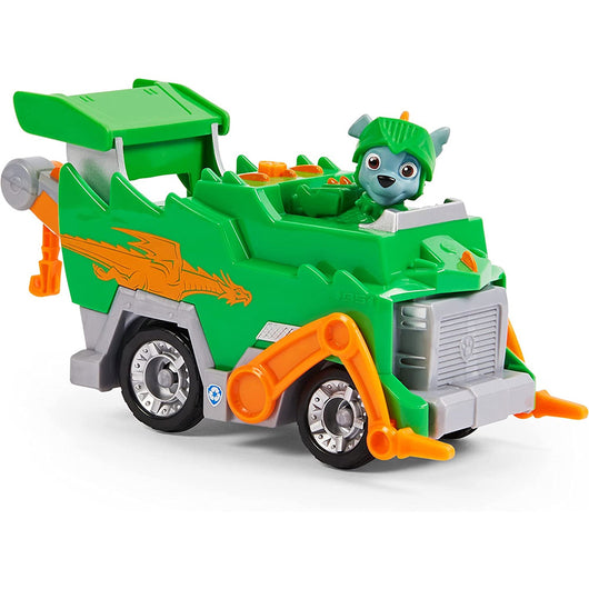 Paw Patrol Veicolo Rescue Knight Giocattolo con Personaggio Rocky Gioco Bambini