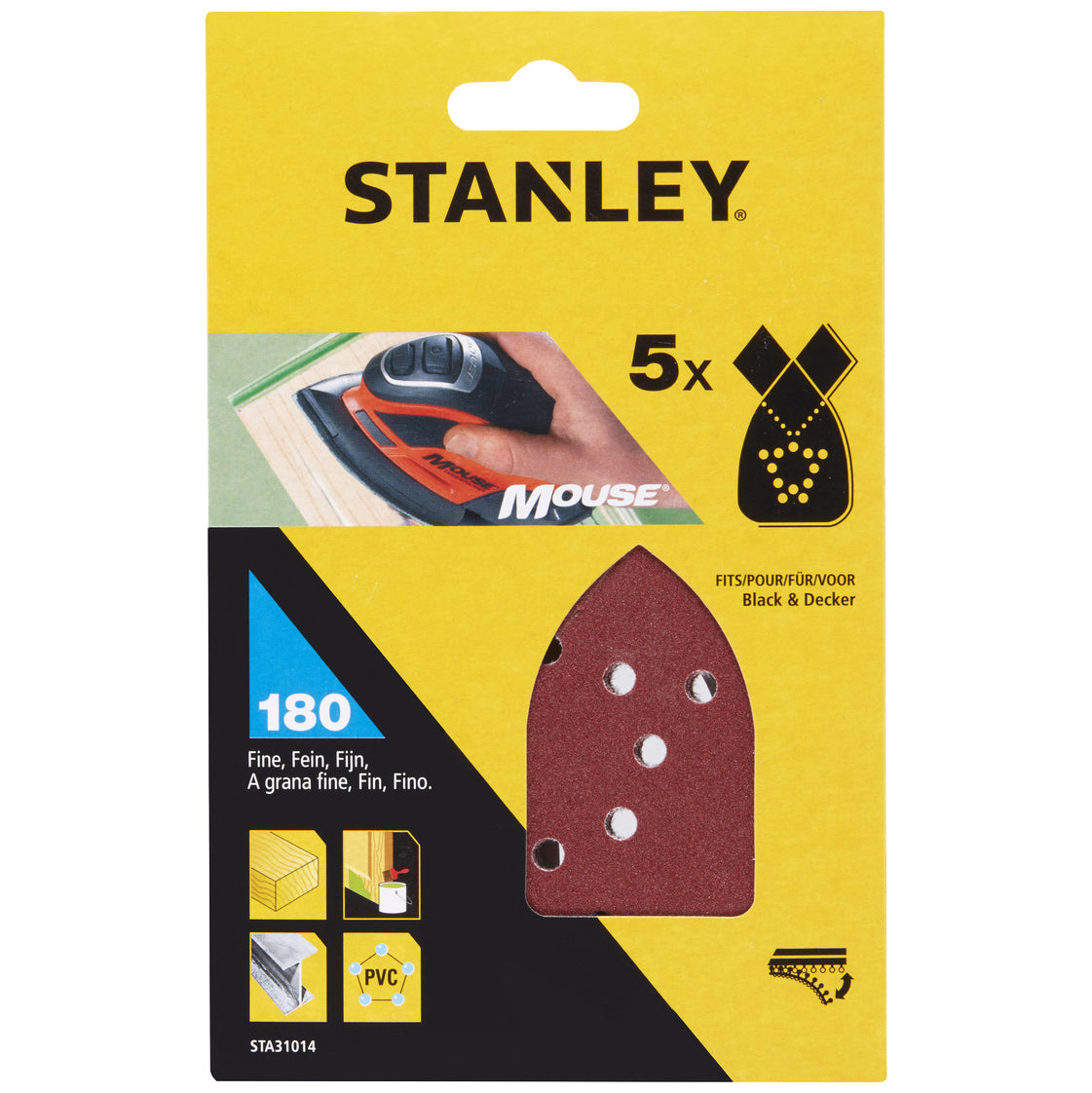 PIRANHA/STANLEY STA31014 (X31014) 5 FOGLI VELCRO X MOUSE GR.180 STANLEY CF 1,0