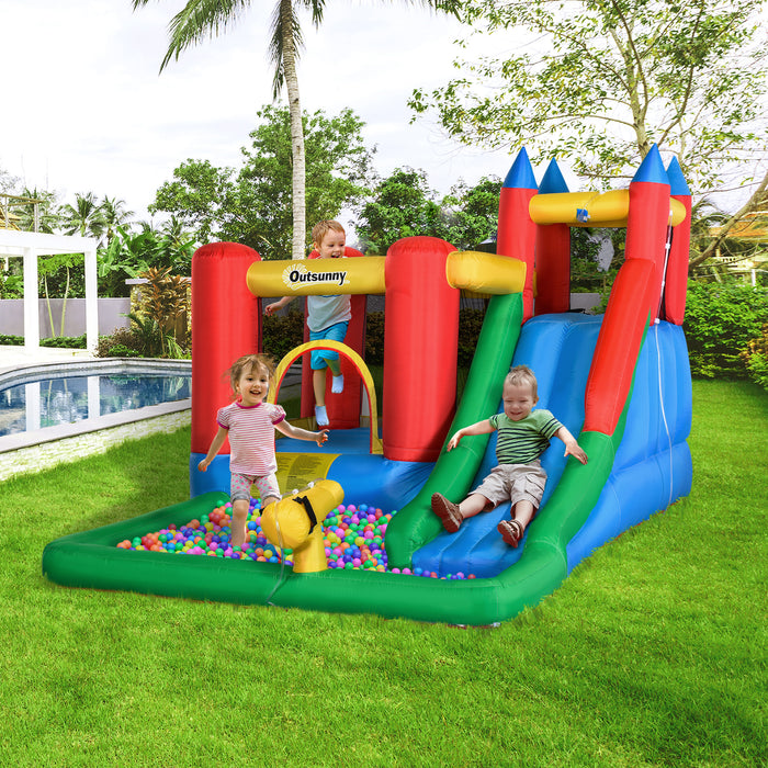 EasyComfort Gioco Gonfiabile per Bambini 3-8 Anni con Scivolo, Trampolino, Piscina, max 4 Bambini, 330x245x215cm