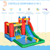 EasyComfort Gioco Gonfiabile per Bambini 3-8 Anni con Scivolo, Trampolino, Piscina, max 4 Bambini, 330x245x215cm