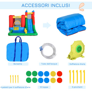 EasyComfort Gioco Gonfiabile per Bambini 3-8 Anni con Scivolo, Trampolino, Piscina, max 4 Bambini, 330x245x215cm