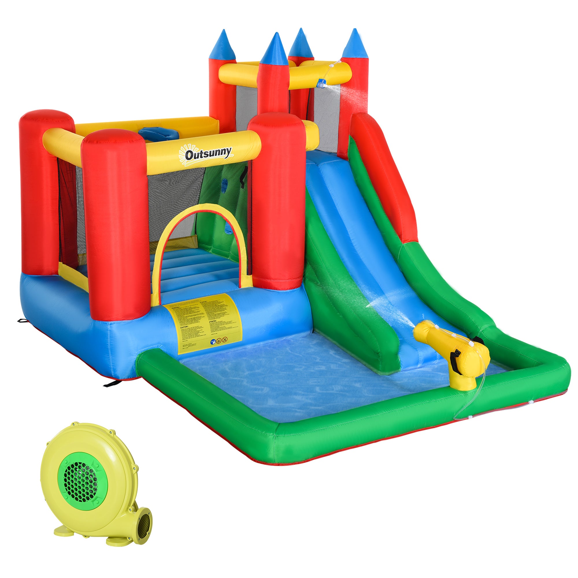 EasyComfort Gioco Gonfiabile per Bambini 3-8 Anni con Scivolo, Trampolino, Piscina, max 4 Bambini, 330x245x215cm