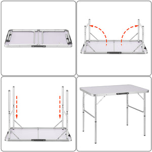 Tavolo Campeggio Picnic Alluminio 90x60x70 Pieghevole Valigetta Piano Formica