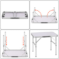 Tavolo Campeggio Picnic Alluminio 60x45x50 Pieghevole Valigetta Piano Formica