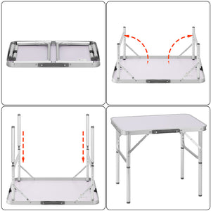 Tavolo Campeggio Picnic Alluminio 60x45x50 Pieghevole Valigetta Piano Formica