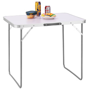 Tavolo Campeggio Picnic Alluminio 60x80x68 cm Pieghevole Maniglia per Trasporto