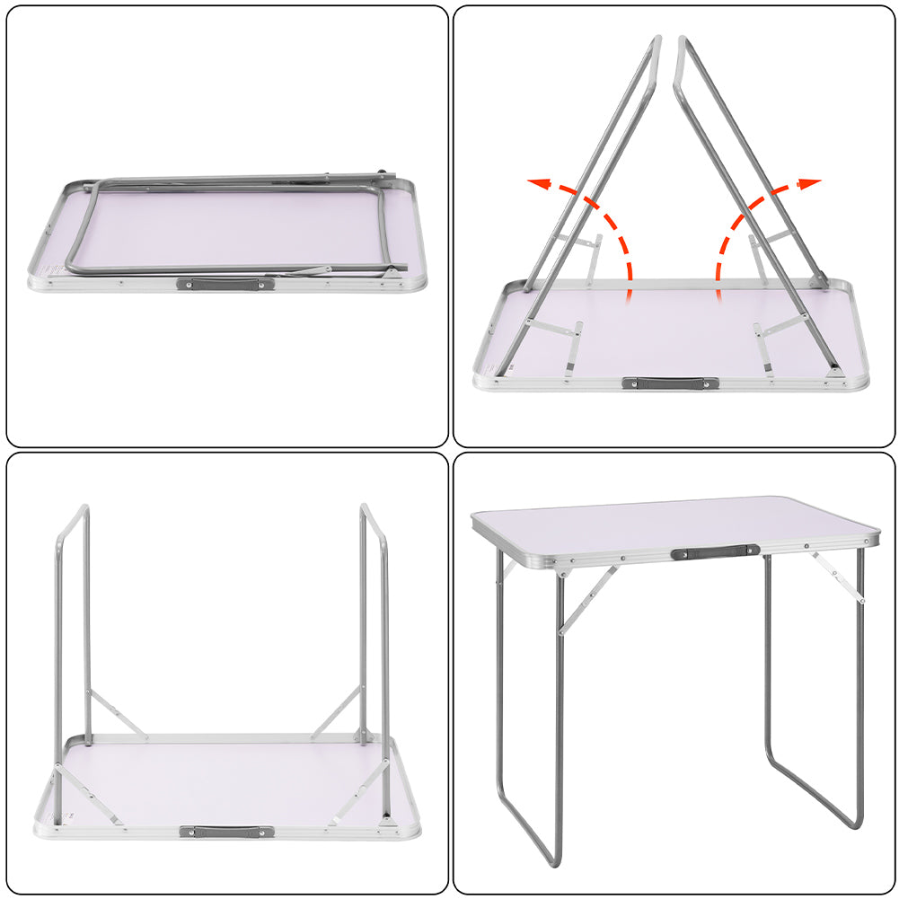 Tavolo Campeggio Picnic Alluminio 60x80x68 cm Pieghevole Maniglia per Trasporto