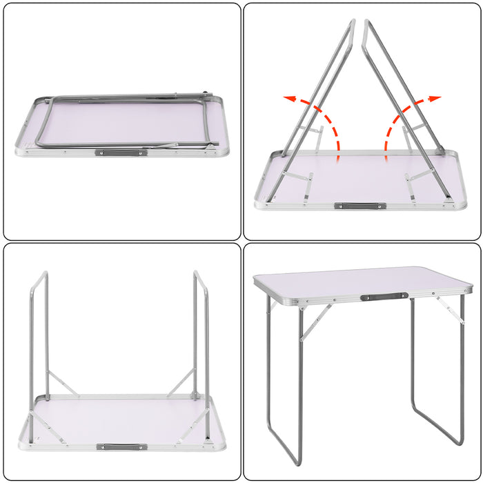 Tavolo Campeggio Picnic Alluminio 60x80x68 cm Pieghevole Maniglia per Trasporto