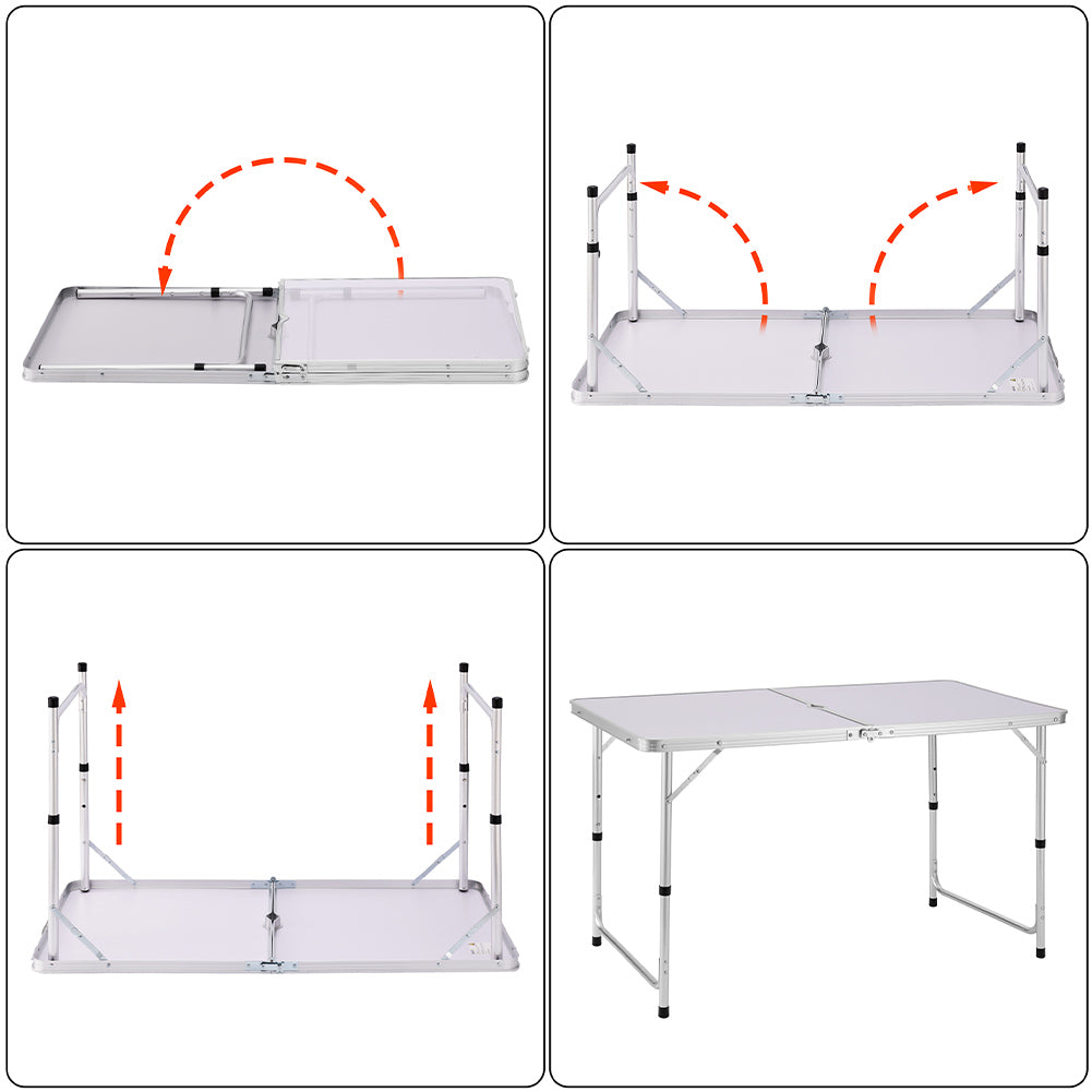 Tavolo Campeggio Picnic Pieghevole con Maniglia per Trasporto Altezza Regolabile