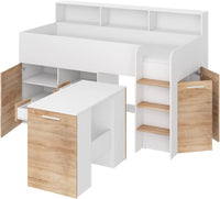 LETTO ARMADIO CASSETTIERE  BAMBINI NEO cm206x120x138h BIANCO ROVERE