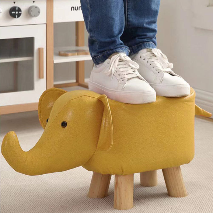 Sgabello Poggiapiedi Basso per Bambini a Forma di Elefante Pouf Senape