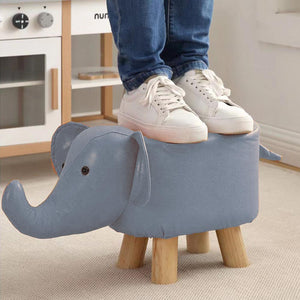 Sgabello Poggiapiedi Basso per Bambini a Forma di Elefante Pouf Blu