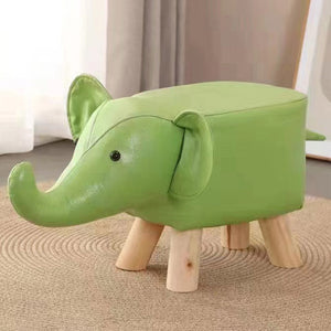 Sgabello Poggiapiedi Basso per Bambini a Forma di Elefante Pouf Verde