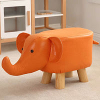 Sgabello Poggiapiedi Basso per Bambini a Forma di Elefante Pouf Arancione