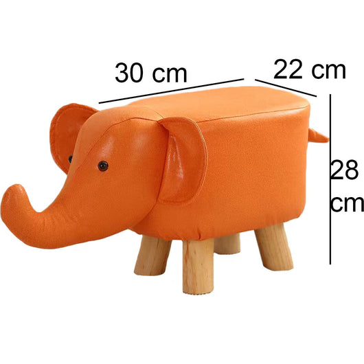 Sgabello Poggiapiedi Basso per Bambini a Forma di Elefante Pouf Arancione