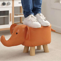 Sgabello Poggiapiedi Basso per Bambini a Forma di Elefante Pouf Arancione