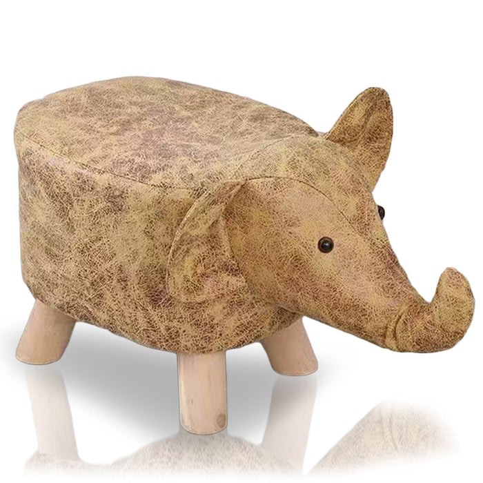 Sgabello Poggiapiedi Basso per Bambini a Forma di Elefante Pouf Marrone