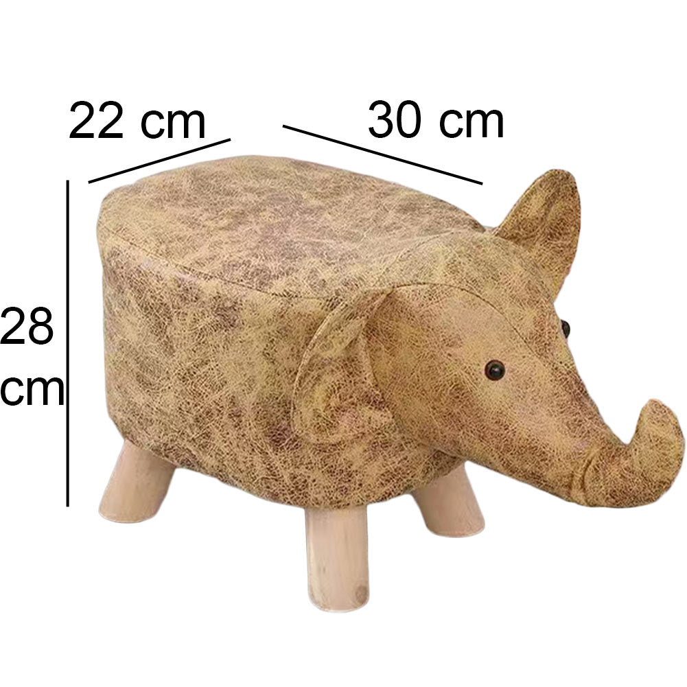 Sgabello Poggiapiedi Basso per Bambini a Forma di Elefante Pouf Marrone