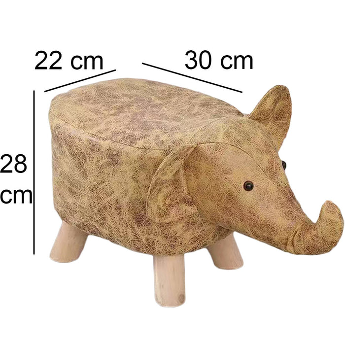 Poggiapiedi Sgabello Basso Forma Elefante Animale Pouf Bambini Colore Marrone