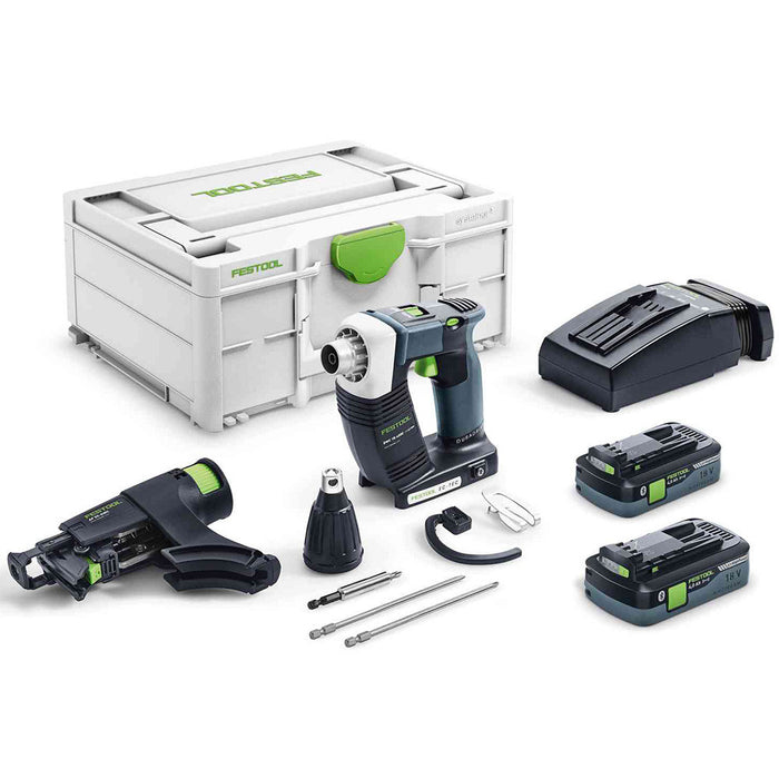 Dwc18-4500 Hpc4,0 I-Plus Avvitatore A Batteria Per Cartongesso Duradrive Con Caricatore Viti Fascicolate E 2 Batterie - Festool