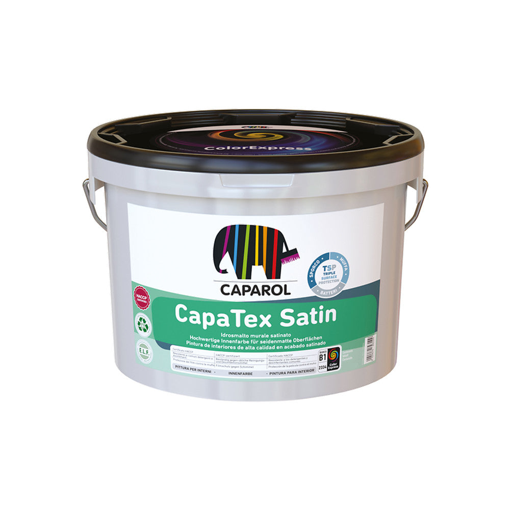 Capatex Satin - Idrosmalto Murale Satinato Per Interni Resistente Alla Proliferazione Della Muffa - Bianco - 2,5L - Caparol