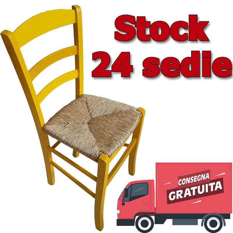 Set da 24 sedie paesana paglia anilina gialle