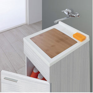 Mobile Lavatoio Grigio Koala 1 Anta 45 cm Lavabo Resina Asse Legno per Lavaggio