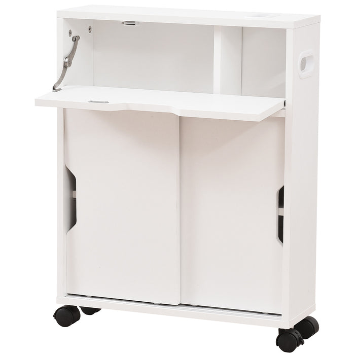 Mobiletto Armadio Portaoggetti Carrello Stretto Salvaspazio Bianco 52x17x67 cm