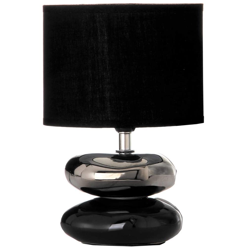 Lampada da Tavolo Lume Comodino in Ceramica Tessuto Nero Design Moderno Abatjour