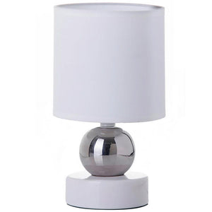 Lampada da Tavolo Comodino Ceramica Tessuto Bianco Design Moderno Abatjour