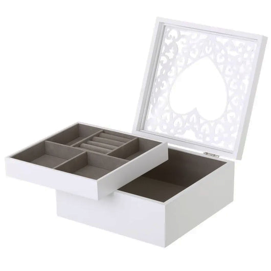 Portagioie in Legno Bianco Scatola Organizer Porta Gioielli Design Shabby Chic