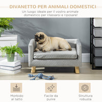 Cuccia Divanetto per Cani e Gatti Stile Scandinavo 64x45x36 cm Cuscino Imbottito in Velluto Grigio