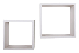 Set 2 Mensole Cubo da Parete Quadrato in Fibra di Legno Q-Bis Maxi Rovere Sbiancato