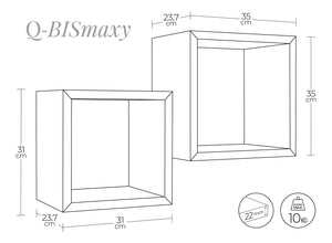 Set 2 Mensole Cubo da Parete Quadrato in Fibra di Legno Q-Bis Maxi Ciliegio