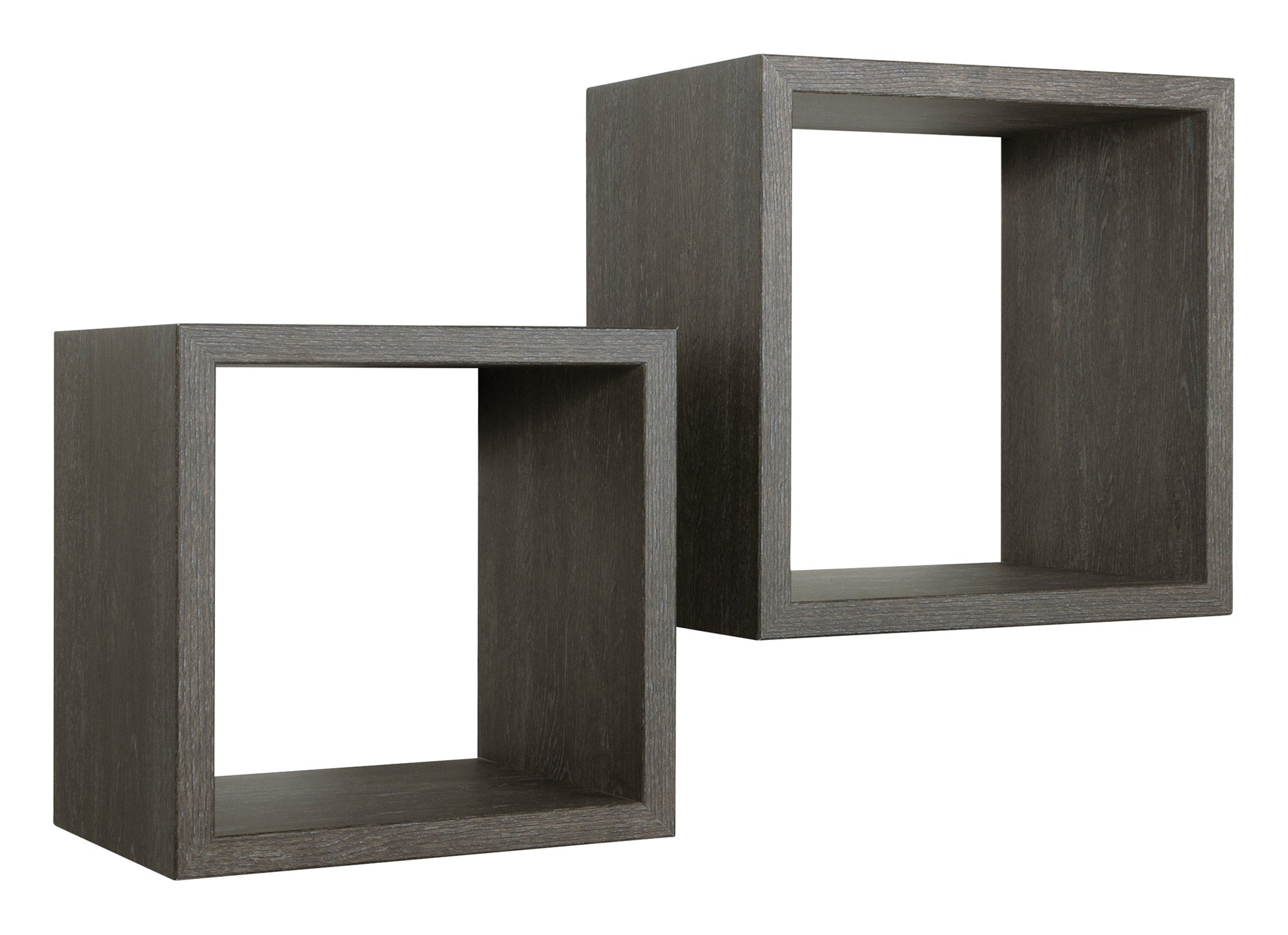 Set 2 Mensole Cubo da Parete Quadrato in Fibra di Legno Q-Bis Maxi Rovere Scuro