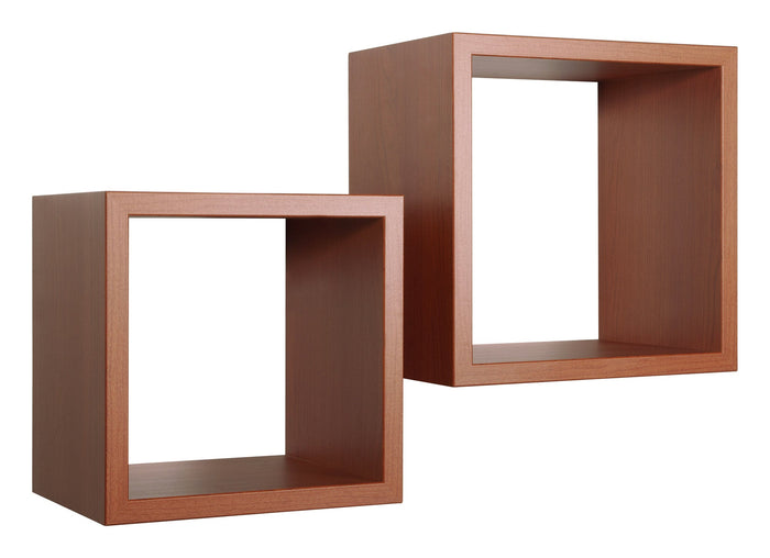 Set 2 Mensole Cubo da Parete Quadrato in Fibra di Legno Q-Bis Maxi Ciliegio