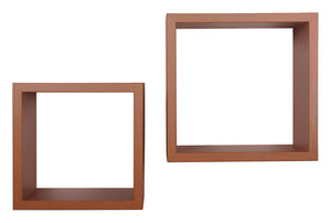 Set 2 Mensole Cubo da Parete Quadrato in Fibra di Legno Q-Bis Maxi Ciliegio