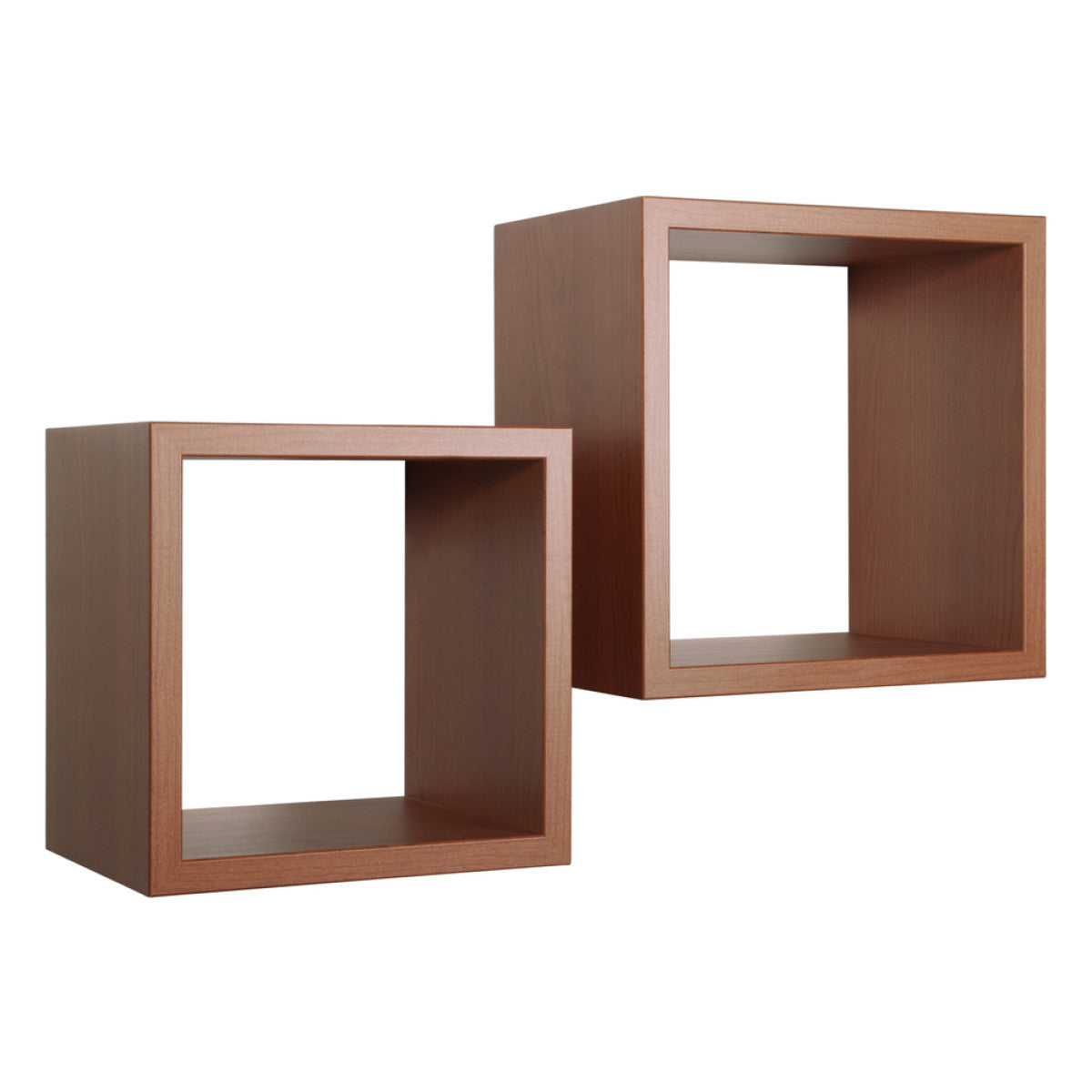 Mensola da parete a cubo Set 2 Mensole Q-BIS MAXI 35x35 p23.7 cm e 31x31 p23.7 cm. CILIEGIO - MADE IN ITALY