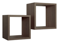 Set 2 Mensole Cubo da Parete Quadrato in Fibra di Legno Q-Bis Maxi Noce