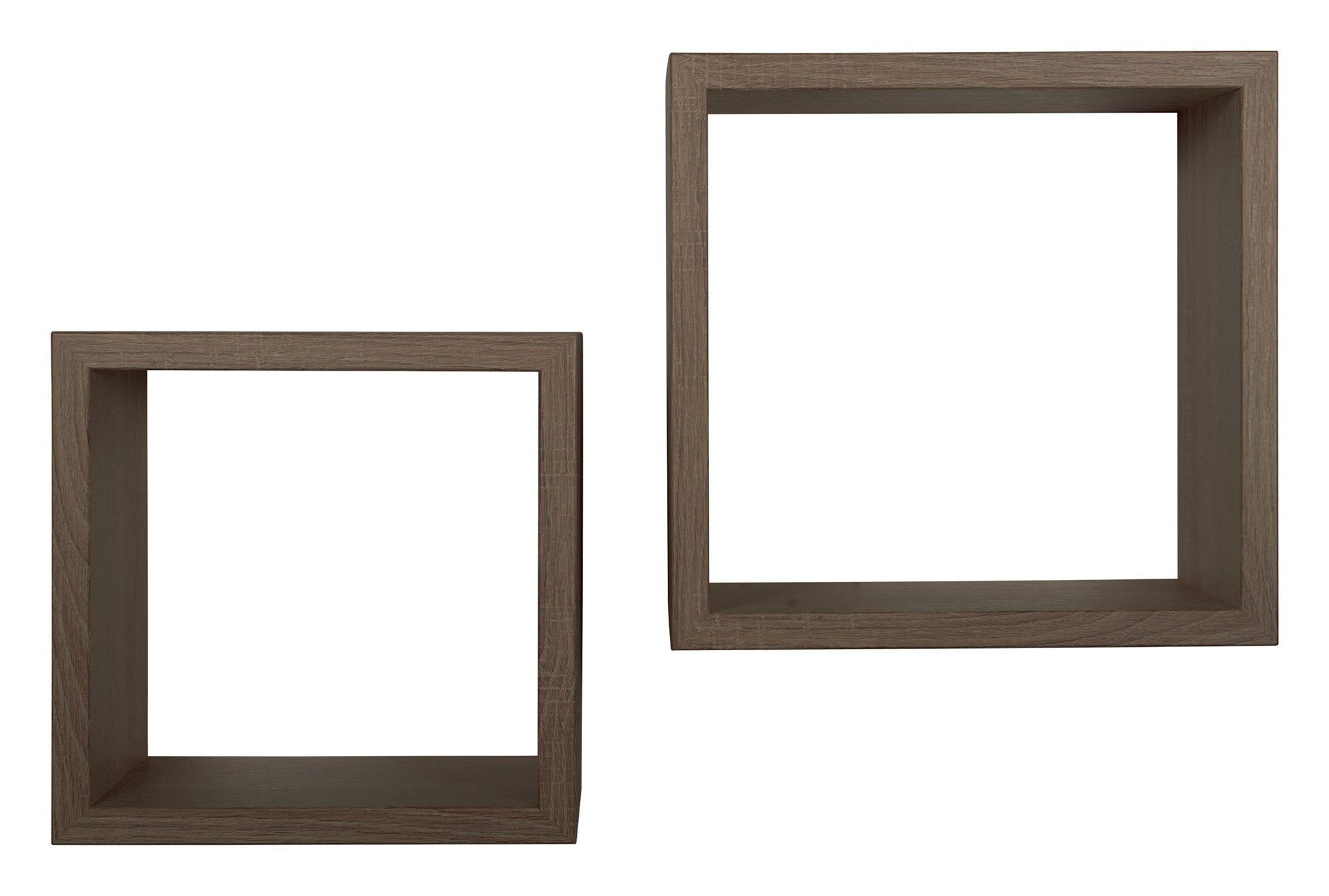 Set 2 Mensole Cubo da Parete Quadrato in Fibra di Legno Q-Bis Maxi Noce