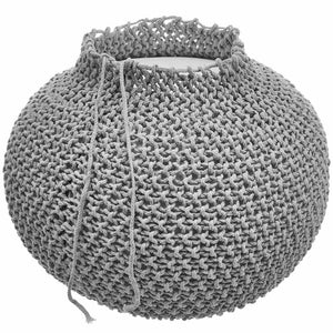 Pouf Poggiapiedi Tessuto a maglia Grigio e Bianco Fodera Rimovibile 45 cm