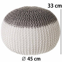 Pouf Poggiapiedi Tessuto a maglia Grigio e Bianco Fodera Rimovibile 45 cm