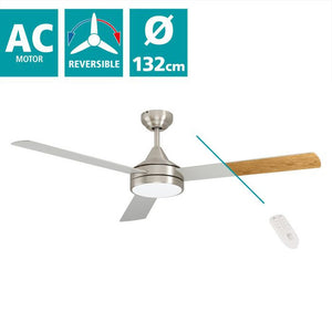 Ventilatore Sesimbra 1 Acciaio Nichel Opaco E Acrilico Bianco Led Cct