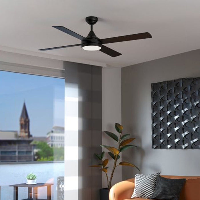 Ventilatore Trinitad 1 Acciaio Nero Opaco E Acrilico Bianco Led Cct