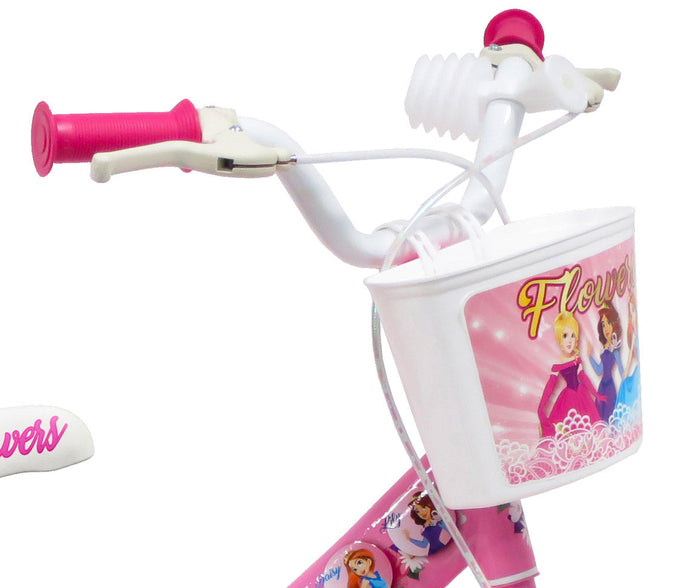 Bicicletta per Bambina 12" 2 Freni Flowers Rosa