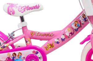 Bicicletta per Bambina 12" 2 Freni Flowers Rosa