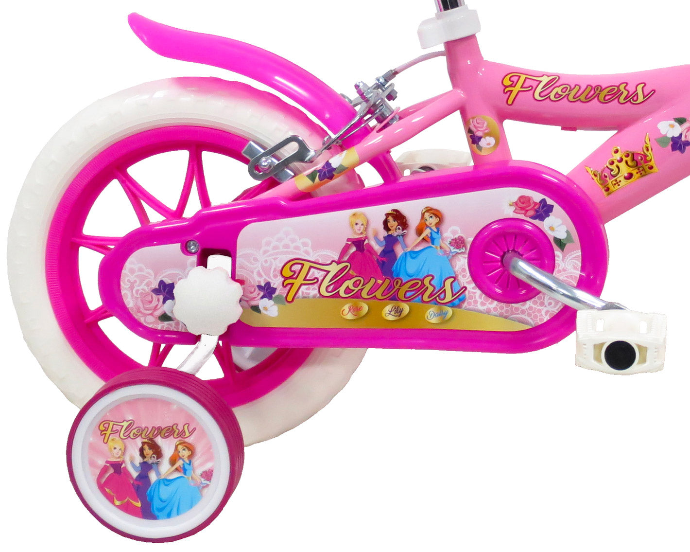 Bicicletta per Bambina 12" 2 Freni Flowers Rosa