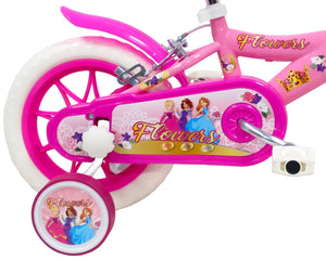 Bicicletta per Bambina 12" 2 Freni Flowers Rosa