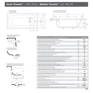 Vasca da bagno in acciaio smaltata bianca della Smavit modello Cassia - Misura: 70 x 150 x 39 cm